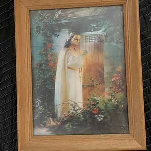 Vintage 3D Lighted Framed Jesus Christ at Heart's Door Holographic Picture